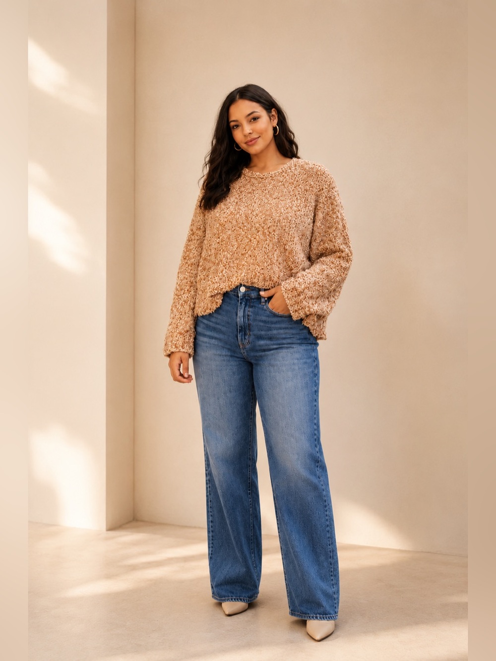 🤎 Free People Chunky Knit Oversized Sweater XS Slouchy Cozy